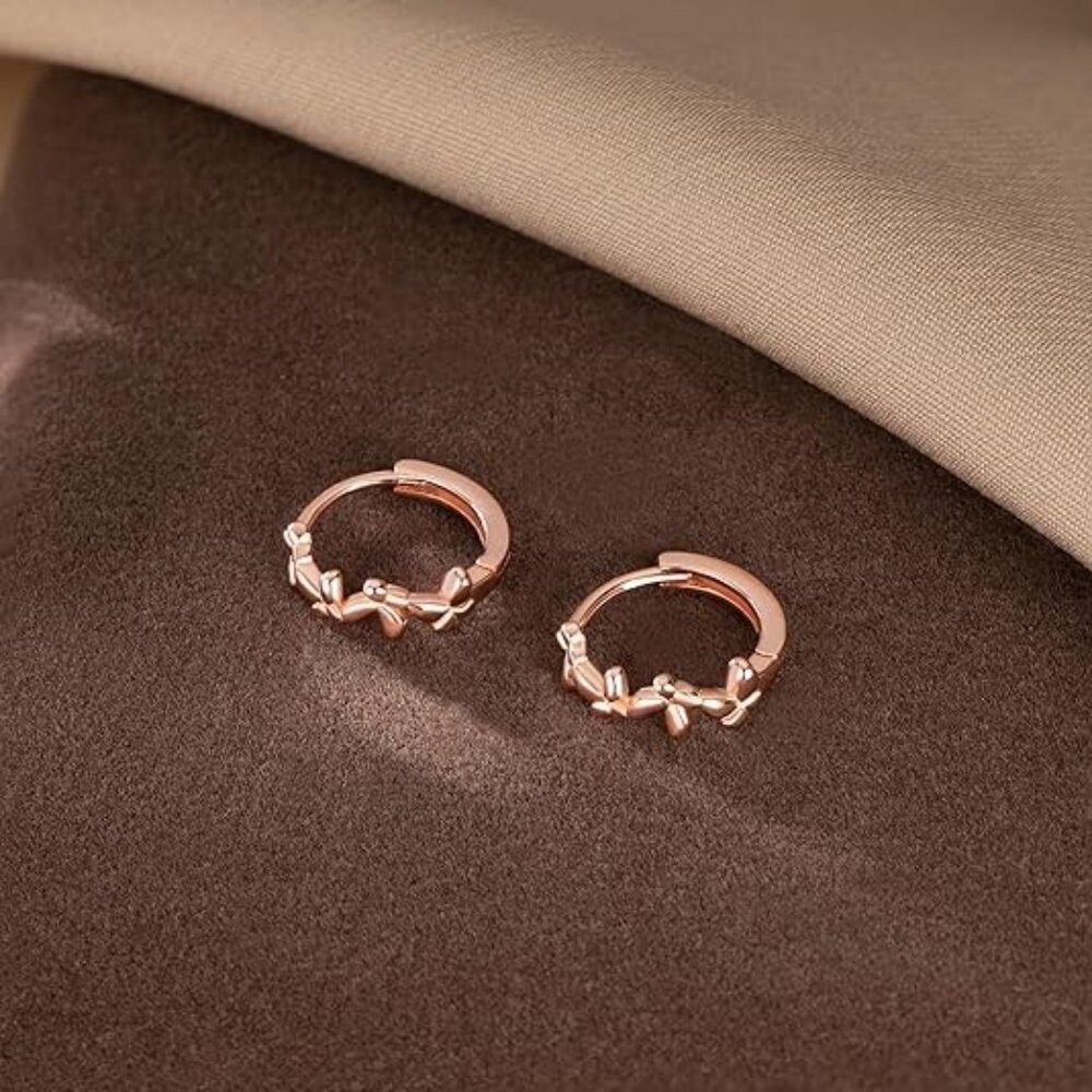 Solid 925 Sterling Silver Small Butterfly Hoop Cl… - image 6